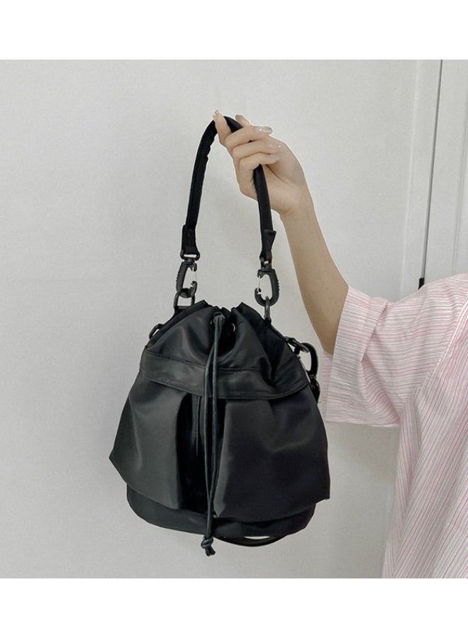 ميكسد شخصية واحدة حقيبة الكتف عارضة سحب الحبل أضعاف حقيبة قدرة كبيرة محمولة حقيبة نايلون دلو - Image 3