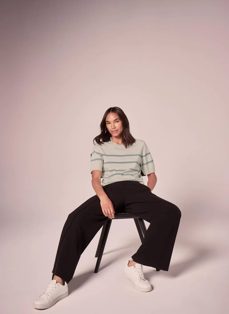 Matalan Et Vous Cream Stripe Knit T-Shirt