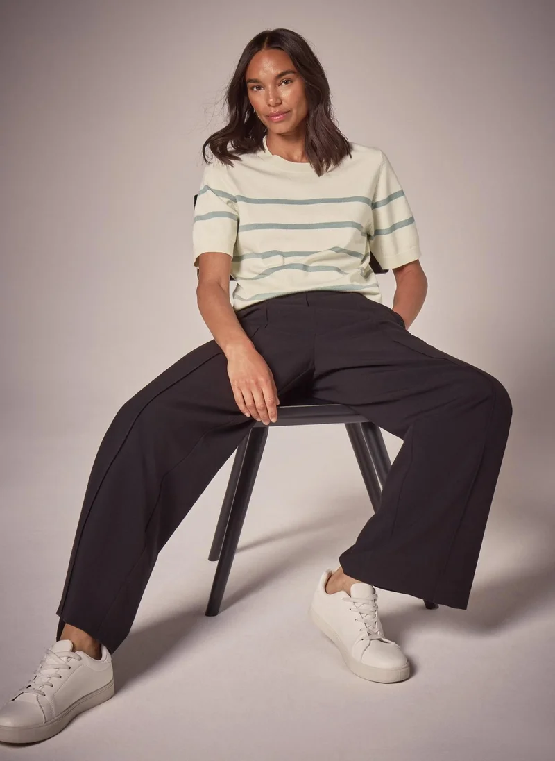 Matalan Et Vous Cream Stripe Knit T-Shirt