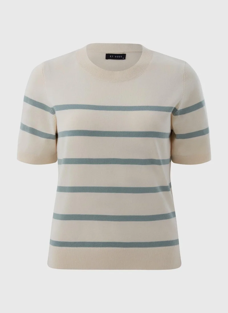Matalan Et Vous Cream Stripe Knit T-Shirt