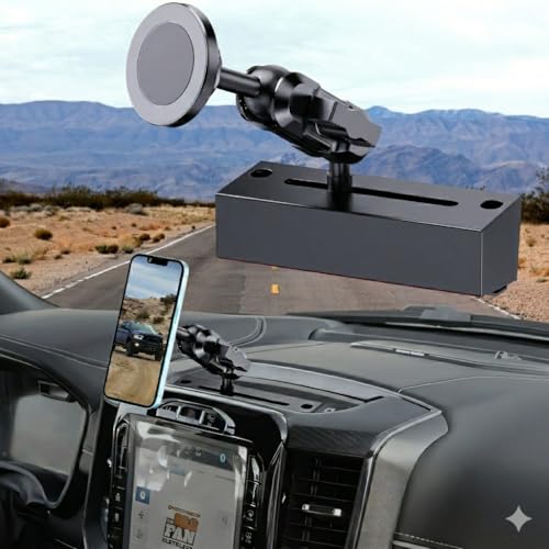 SwiftGaze Metal Magnetic Phone Mount for 2019+ RAM 1500/2500/3500 & 2019+ TXR, OEM Holes Screws Install Super Stable for Off Road Bumpy Road Dodge 1500 Phone Holder Cool Ram Accessory - Image 1