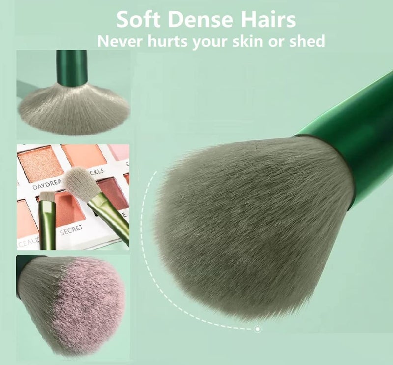 Calyrex Makeup Brushes Kit Calyrex Face Makeup Brushes Set Professional Foundation Brush Eyeshadow Brush Travel Makeup Brushes for makeup beginners and enthusiastsGreen 13 Piece - Image 3