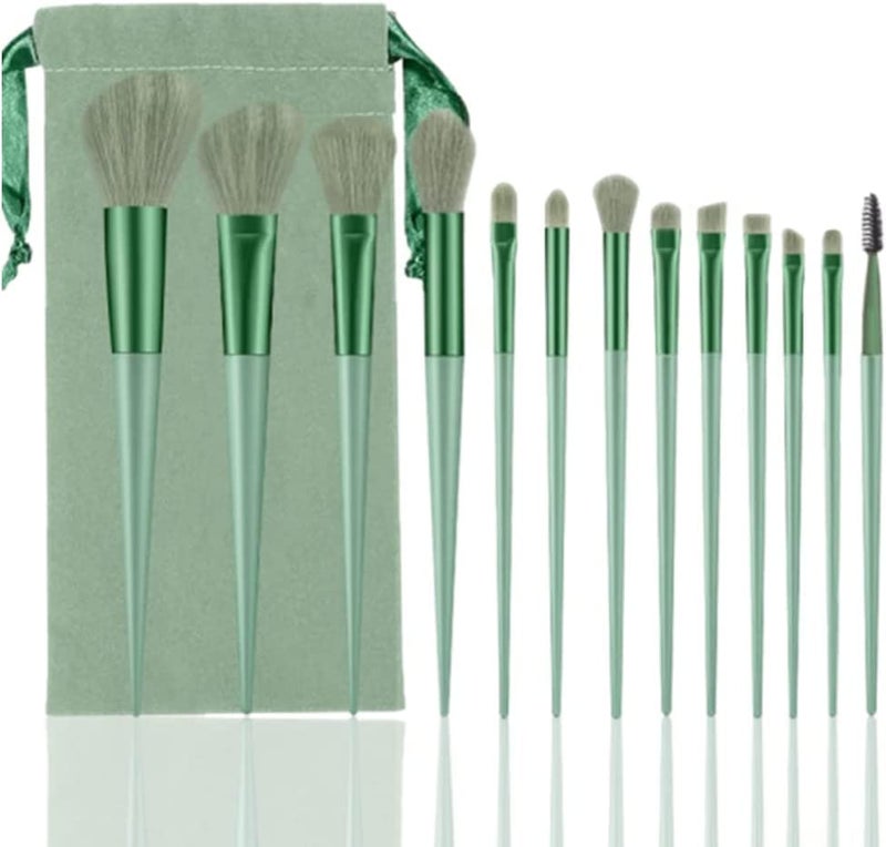Calyrex Makeup Brushes Kit Calyrex Face Makeup Brushes Set Professional Foundation Brush Eyeshadow Brush Travel Makeup Brushes for makeup beginners and enthusiastsGreen 13 Piece - Image 1