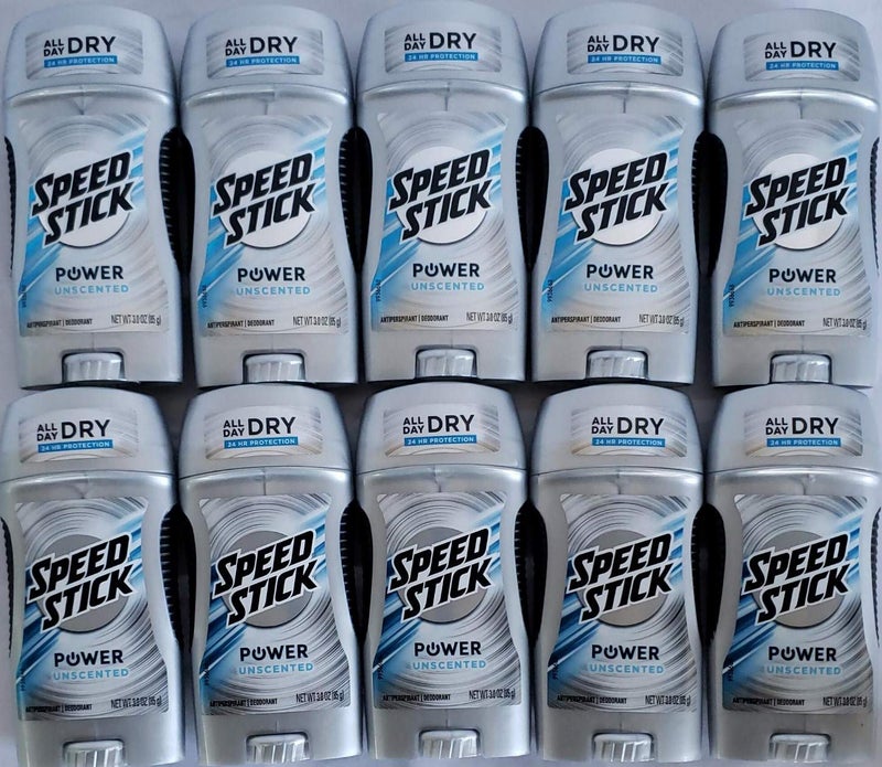 Speed Stick Power AntiPerspirant Deodorant Unscented 3 oz Pack of 10