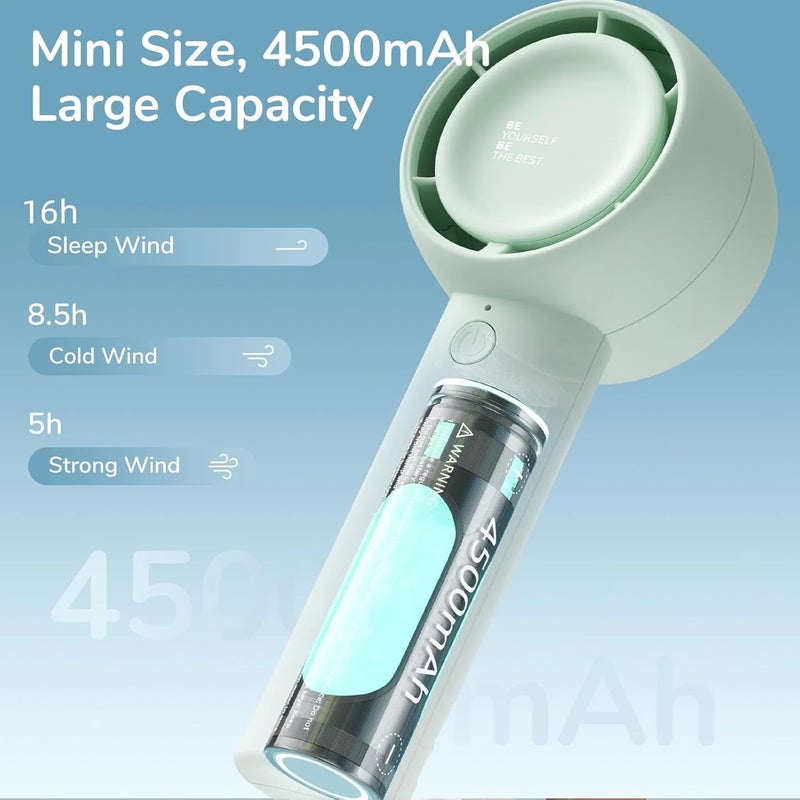 جيسيو لايف مروحة المحمول�� الصغيرة ذات التصميم الفريد، قابلة للشحن عبر USB، تتميز بقوة الهواء الناتج عن تقنية التوربو، تعمل ببطارية سعتها 6000 ميللي أمبير ساعة، مناسبة للاستخدام أثناء السفر أو التنقل أو التسوق، هدية مثالية للنساء/الأطفال - Image 2