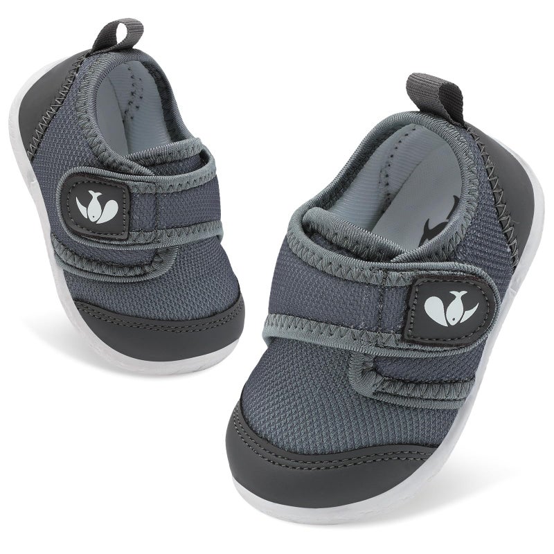 FEETCITY Unisex Baby Shoes Boys Girls Toddler Sneakers Slip On Infant First Walking Shoes Crib Shoe Grey - Image 1