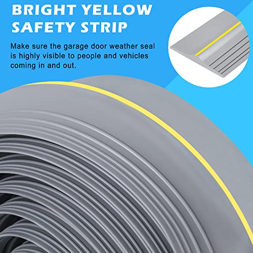 Papillon Garage Door Bottom Seal Strip, Weatherproof EPDM Rubber Threshold, Fits All Standard Doors, Easy for DIY Homeowners, No Adhesive (20Ft, Grey) - Image 5