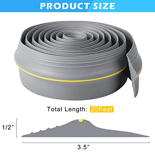 Papillon Garage Door Bottom Seal Strip, Weatherproof EPDM Rubber Threshold, Fits All Standard Doors, Easy for DIY Homeowners, No Adhesive (20Ft, Grey) - Image 2