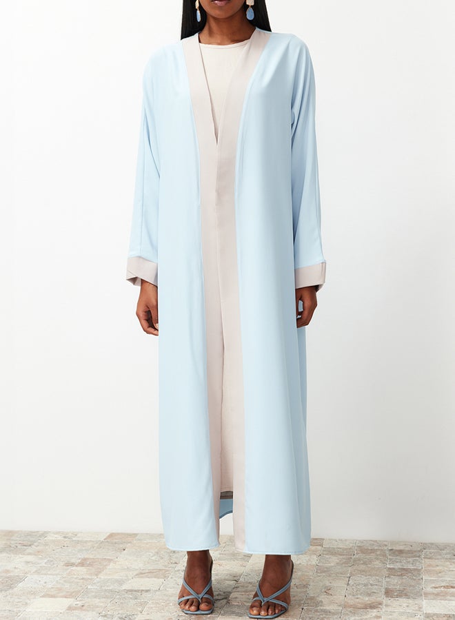 trendyol Blue Color Block Long Woven Dressless One Piece Cap & Abaya & Abaya TCTSS24KF00009 - Image 4