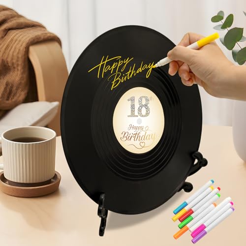 LMVIYAN Vinyl Record 18th Birthday Decorations Guest Book Alternatives，Sweet 18 Feliz Cumpleaños Decoracion Party Favors Sign Poster，Great Sweet 18 Gifts for Girls Boys (18 Years Old) - Image 5