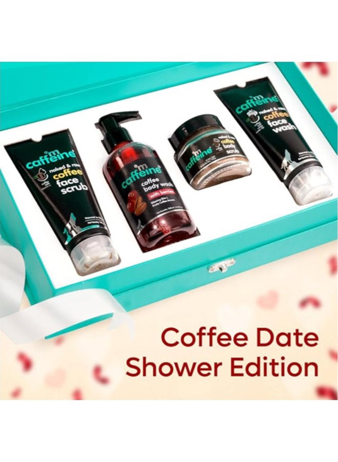 إم كافيين مجموعة هدايا إغراءات الاستحمام من ماكافيين للنساء والرجال | حمام القهوة الفاخر في عبوة متميزة | ، غسول الجسم، فرك الجسم والوجه - Image 2