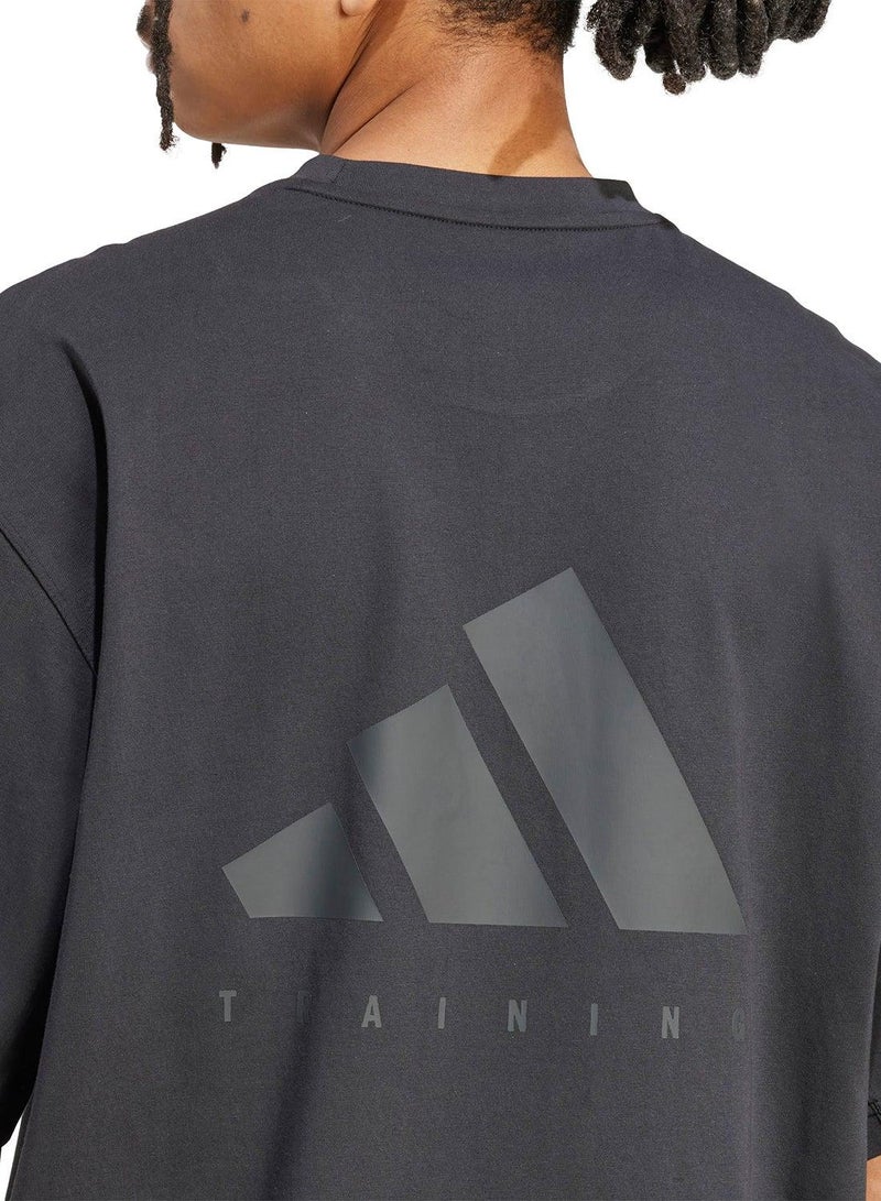 اديداس تيشيرت أسود مقاس كبير بأكمام قصيرة للرجال - Image 4