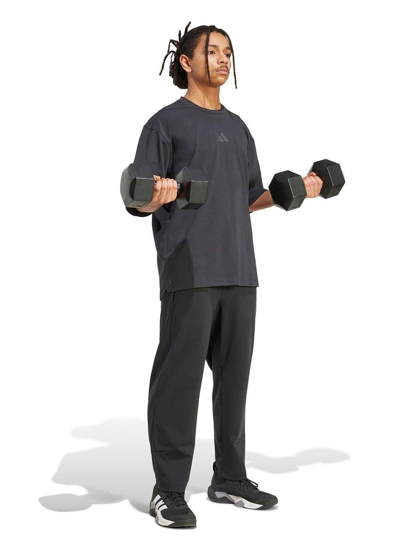 اديداس تيشيرت أسود مقاس كبير بأكمام قصيرة للرجال - Image 5