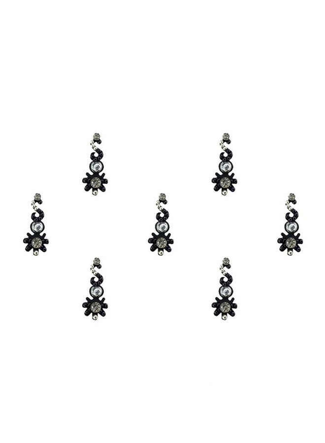 Comet Busters Fancy Black Bindi With Silver Stones (BIN613) - Image 1