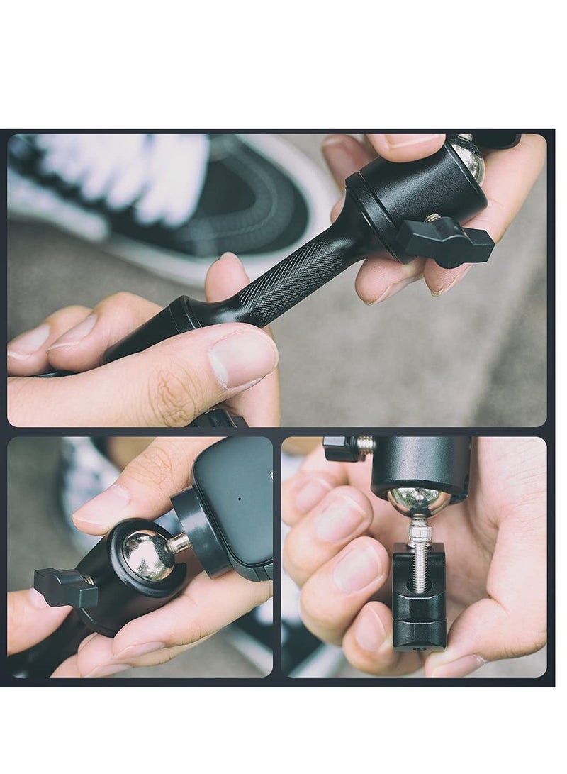 Captaintech Double Ball Joint Rotating Motorcycle Mount for Insta360 One X2, GoPro Hero 10/9/8/7/6/5, SJCAM, Campark, Crosstour, DJI Osmo Action 2 - Versatile Camera Accessory, Black - Image 5