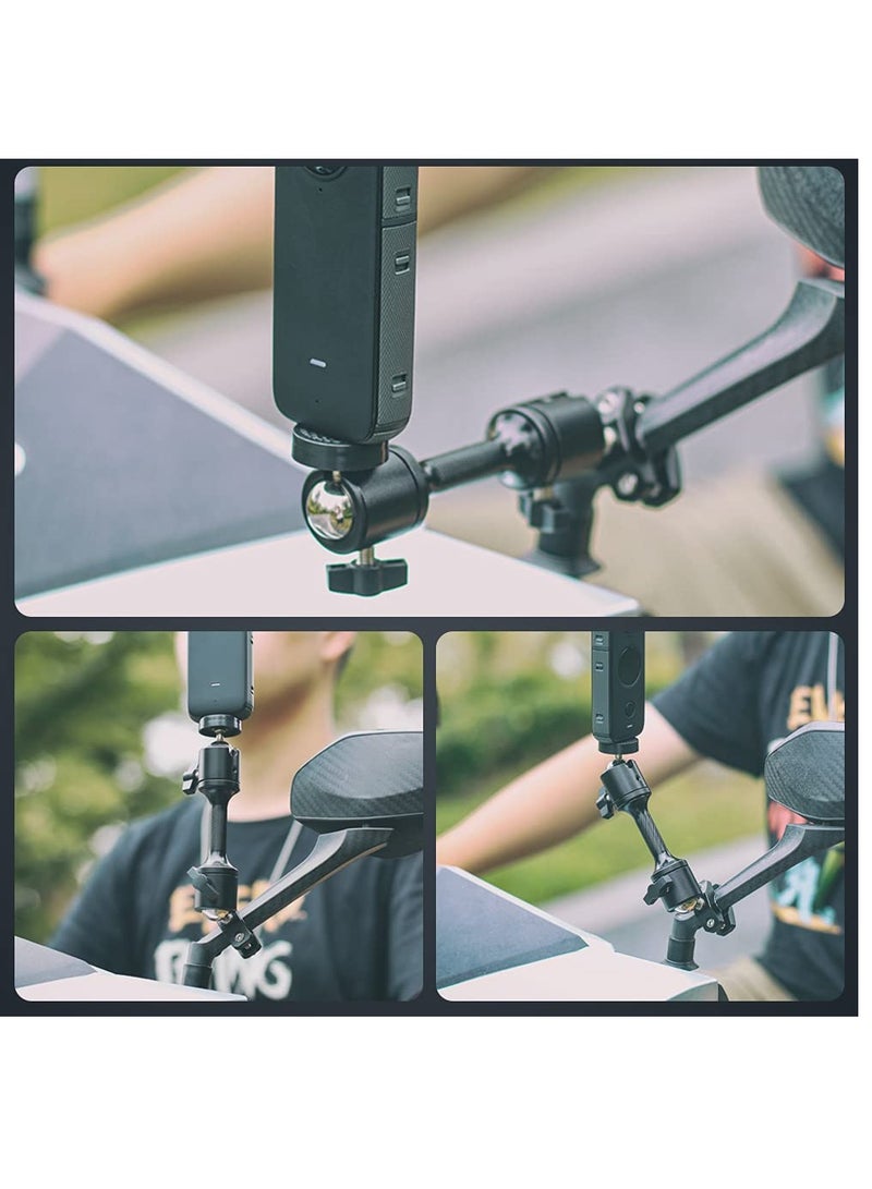 Captaintech Double Ball Joint Rotating Motorcycle Mount for Insta360 One X2, GoPro Hero 10/9/8/7/6/5, SJCAM, Campark, Crosstour, DJI Osmo Action 2 - Versatile Camera Accessory, Black - Image 2