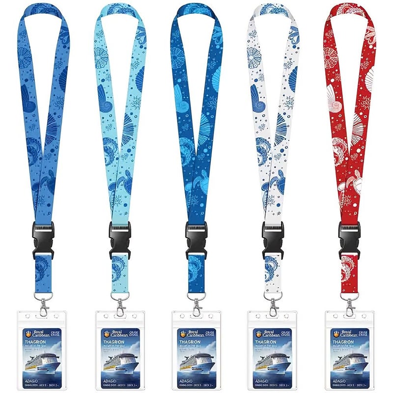 Tortoise Sky Blue 3D Marine Life Cruise Lanyard Card Holders ID Card Case - Image 1