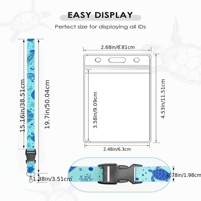 Tortoise Sky Blue 3D Marine Life Cruise Lanyard Card Holders ID Card Case - Image 3