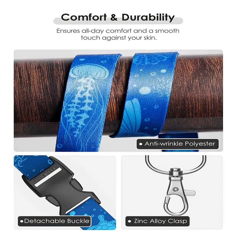 Tortoise Sky Blue 3D Marine Life Cruise Lanyard Card Holders ID Card Case - Image 2