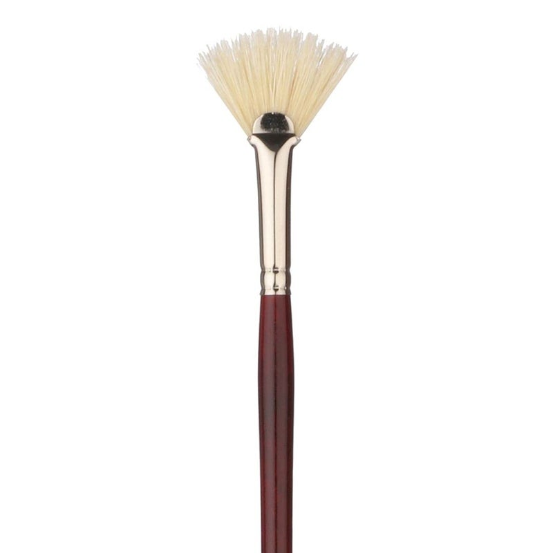Art Essentials SUPREMO White Bristle Brush for Oil and Acrylic Painting - Series 140FAN - Fan - Long Handle - Size: 4, with Maximum Colour Holding Capacity, Even & Consistent Flow - Image 3