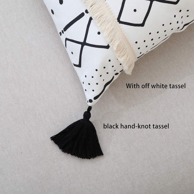 GALMAXS7 Boho Throw Pillow Covers 18 x 18 Set of 4 - Modern Stripe Geometric Farmhouse Decorative Pillow Cover Sets for Pillows - Couch Sofa Bed,Faux Leather Black and White Pillow Covers - Image 4