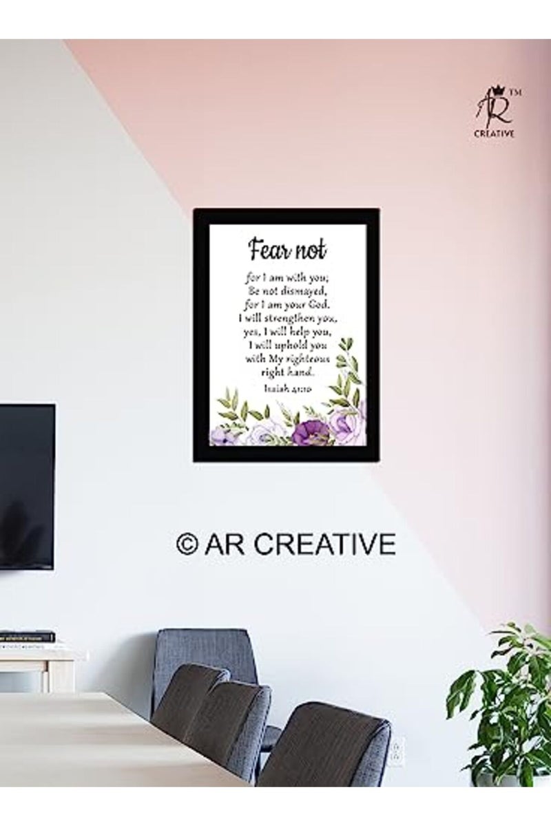 AR Creative Fear Not - Bible Verse Wall Photo Framed Wall Poster, Bible Quotes Print with Frame, Home, Bible Quotes Poster (13.6 inch x 10.2 inch)(multicolor) - Image 2