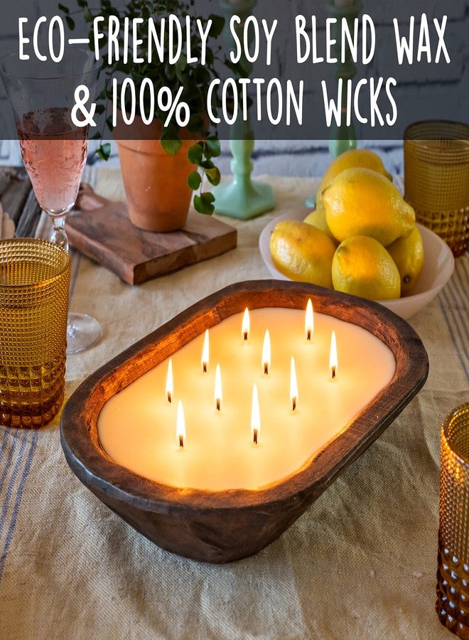MAINEVENT Wooden Dough Bowl Candles 10x14 Inch, Wooden Dough Bowl Soy Candle, Farmhouse Doughbowl Candle Tabletop Decor - Image 2