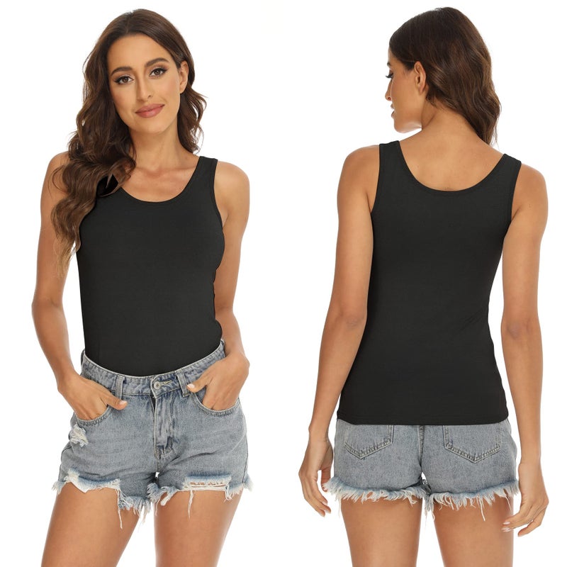 BQTQ 5 Pcs Basic Tank Tops for Women Undershirt Tank Top Sleeveless Under Shirts, S Black - Image 3