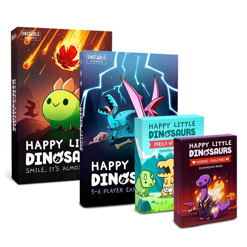Unstable Games ألعاب غير مستقرة - لعبة الديناصورات السعيدة الأساسية - لعبة بطاقات مضحكة تنافسية للتخريب للأطفال والمراهقين والبالغين - 2-4 لاعبين، إدارة اليد - Image 5