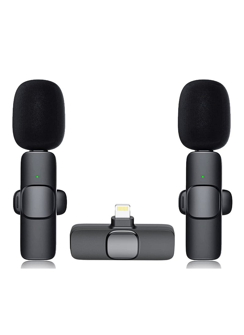 Houmt - Wireless Microphone for iPhone 2 PCS Mini Microphone iPhone Microphone for Video Recording Wireless Lavalier Mic iPhone Professional Wireless Lapel Microphone - Image 1