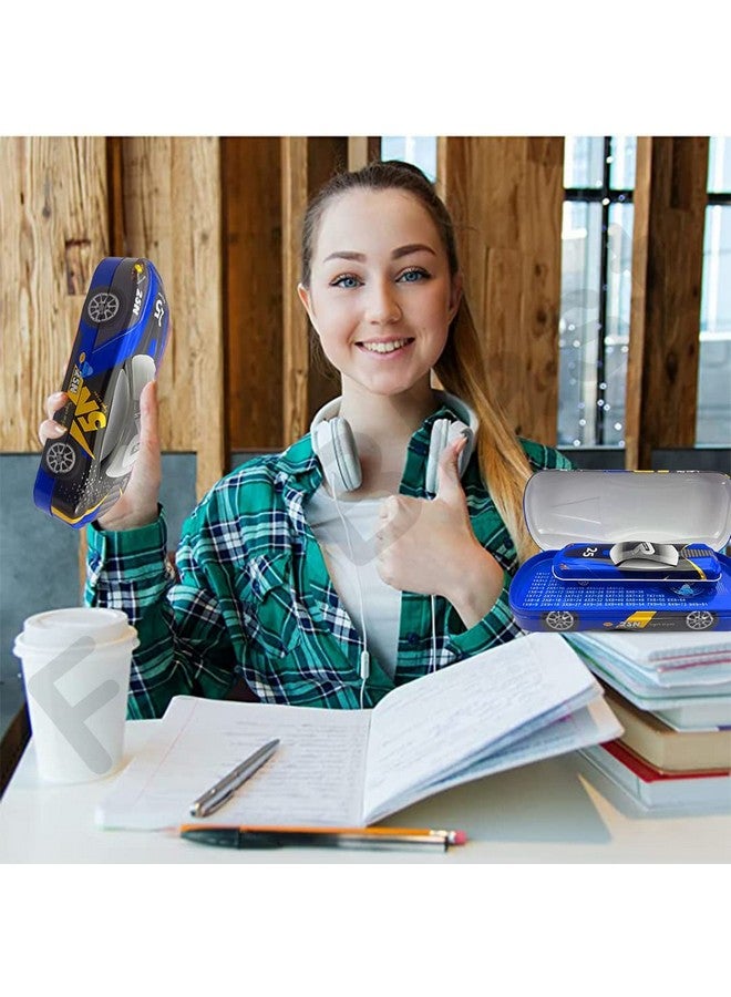 فنبلاست صندوق أقلام معدني على شكل سيارة من FunBlast للأطفال - حافظة أقلام معدنية مزدوجة الطبقات للأطفال الأولاد/حافظة أقلام للطلاب والمستلزمات المدرسية - منظم مجموعة القرطاسية هدية عيد ميلاد للأطفال (أزرق) - Image 5