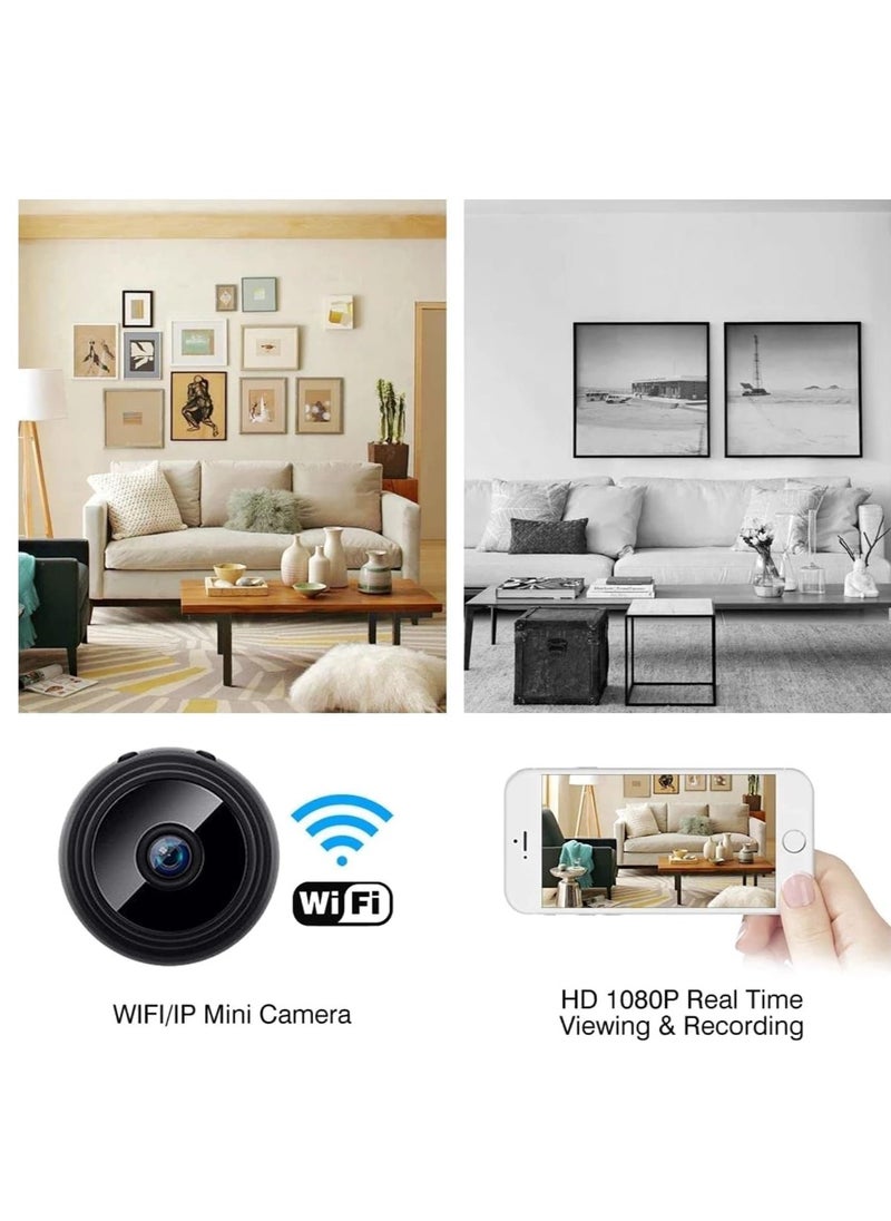 WiFi Mini Magnetic  Wireless Spy Hidden HD 1080P Small Portable Round Camera, Indoor Security Camera, Motion Detection, Instant Notifications Night Vision Camera