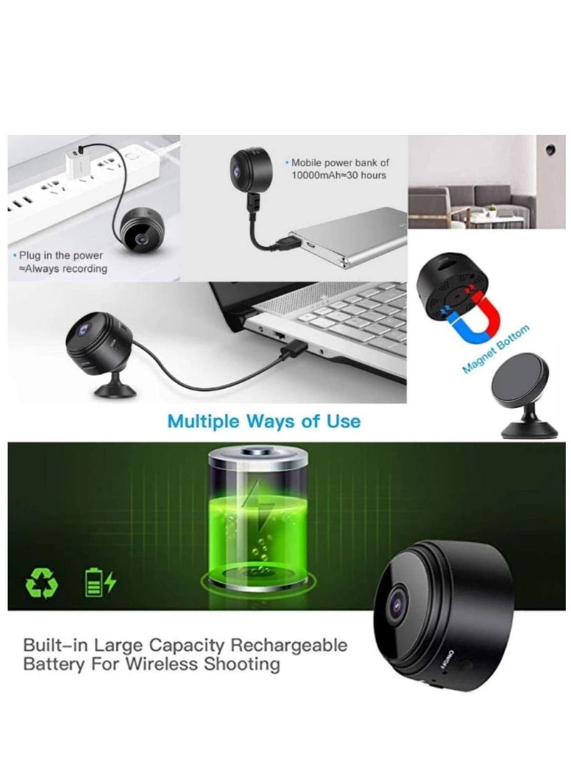 WiFi Mini Magnetic  Wireless Spy Hidden HD 1080P Small Portable Round Camera, Indoor Security Camera, Motion Detection, Instant Notifications Night Vision Camera