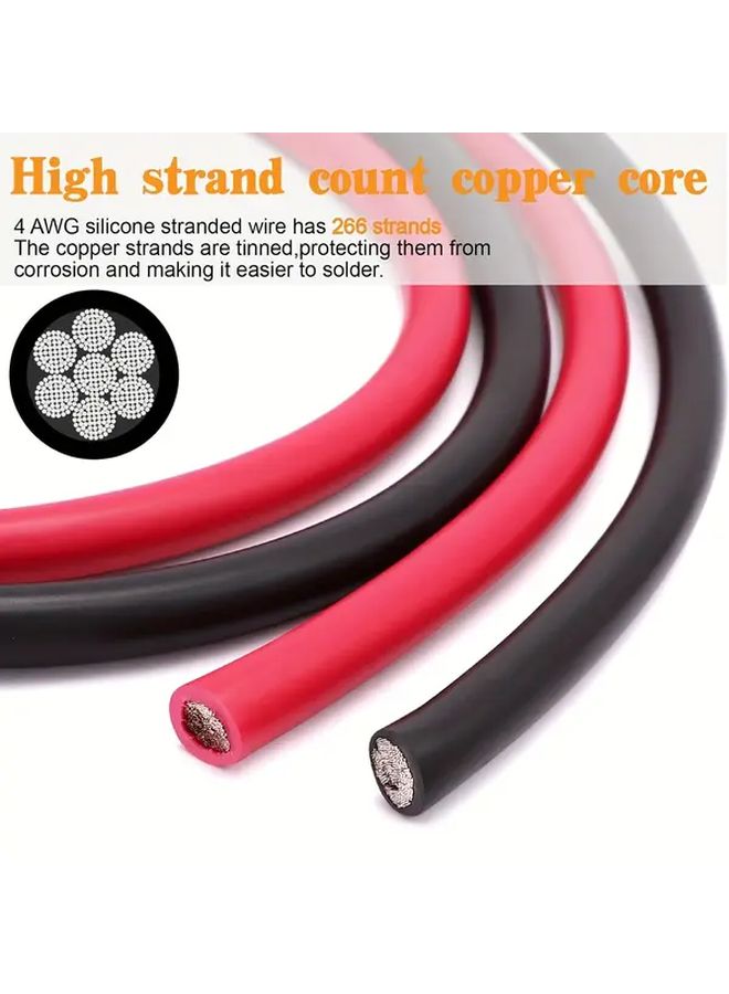 4 AWG كابل لحام OFC أحمر وأسود 3 28 قدم مع أنابيب الانكماش الحراري والمحطات - Image 2