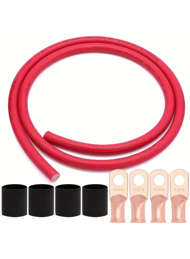 4 AWG كابل لحام OFC أحمر وأسود 3 28 قدم مع أنابيب الانكماش الحراري والمحطات - Image 3