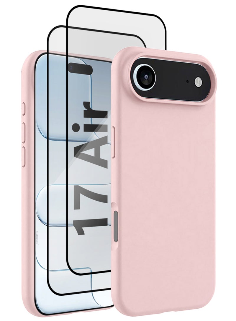 CATANES 3Packs Liquid Silicone Protective Phone Case for iPhone 17 Air , Soft Anti-Scratch Microfiber Lining Utra Slim Drop Protection Phone Cover with Two 3D Screen Protectors - Sand Pink