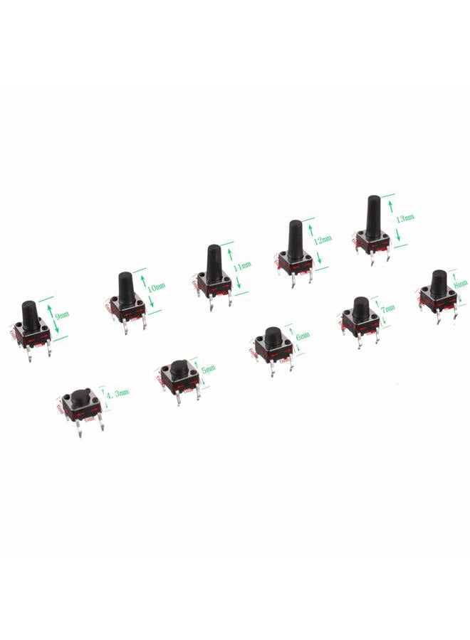 BOJACK 10 Values 200Pcs 6X6Mm Tactile Button Switches 4 Pin Momentary Button Switches Assortment Kit - Image 4