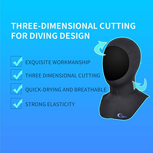 yonsub Diving Hood - Neoprene Wetsuit Dive Hood 3MM 5MM for Men Women Dive Cap Surfing Thermal Hood for Water Sports (5mm, S) - Image 2
