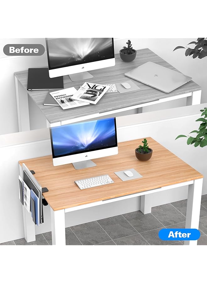 erorex Adjustable Desk Side Laptop Mount No Drill Desk Side Storage Organizer Metal Hanging Notebooks Desk Holder Punch Free Clamp On For Macbook Pro Documents With Anti Scratch Silicone  - Image 3