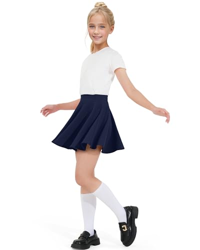 BOOPH Kids Girls Skirt Casual Mini Flare Plain Pleated Skater Uniform Skirts 12-13 Years Navy Blue - Image 5