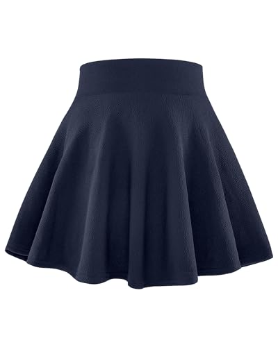 BOOPH Kids Girls Skirt Casual Mini Flare Plain Pleated Skater Uniform Skirts 12-13 Years Navy Blue - Image 1