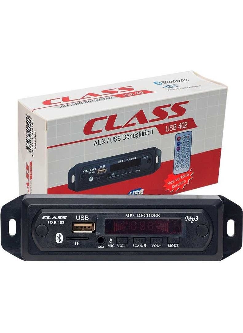 class وحدة محول USB - 402 USB-AUX-SD مع ميكروفون للسيارة  - Image 1