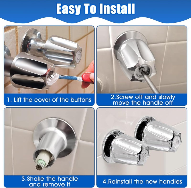 Enhon Bathtub and Shower 2 Handle Remodel Trim Kit Compatible with Pfister Verve Tub Shower, Bathtub Faucet Knob Replacement Include 1 Hot 1 Cold 2 Flanges (Polished Chrome) - Image 5