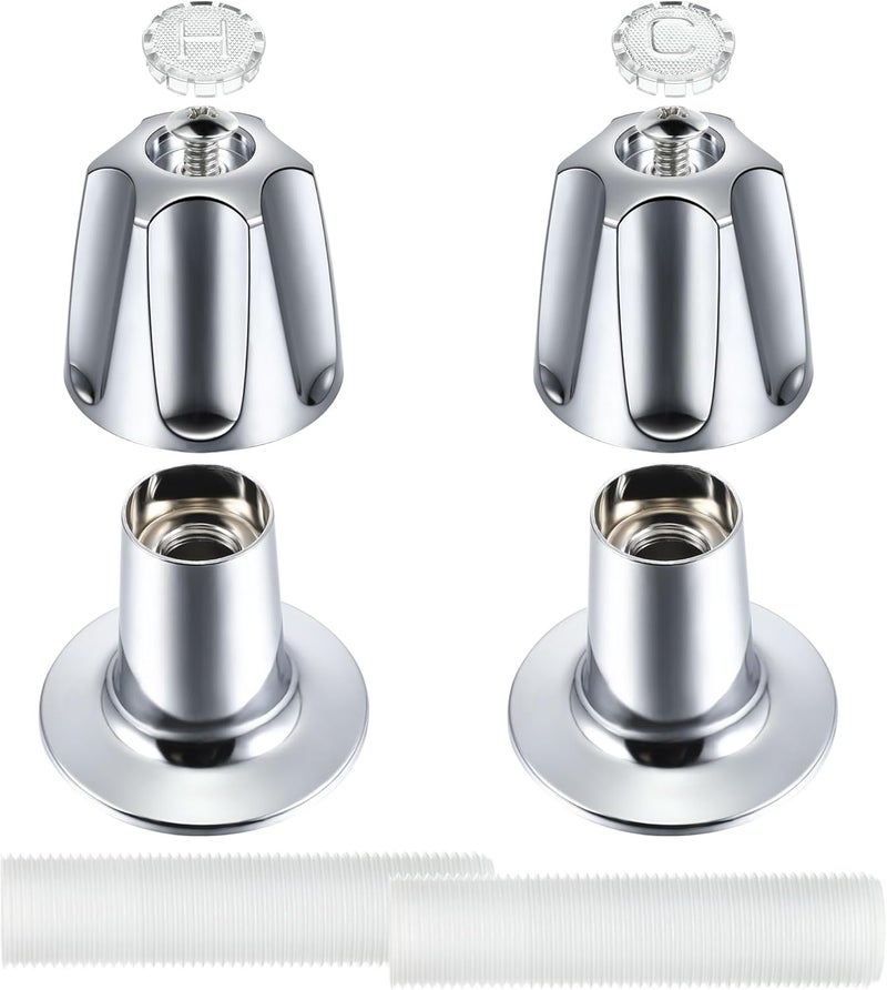 Enhon Bathtub and Shower 2 Handle Remodel Trim Kit Compatible with Pfister Verve Tub Shower, Bathtub Faucet Knob Replacement Include 1 Hot 1 Cold 2 Flanges (Polished Chrome) - Image 1