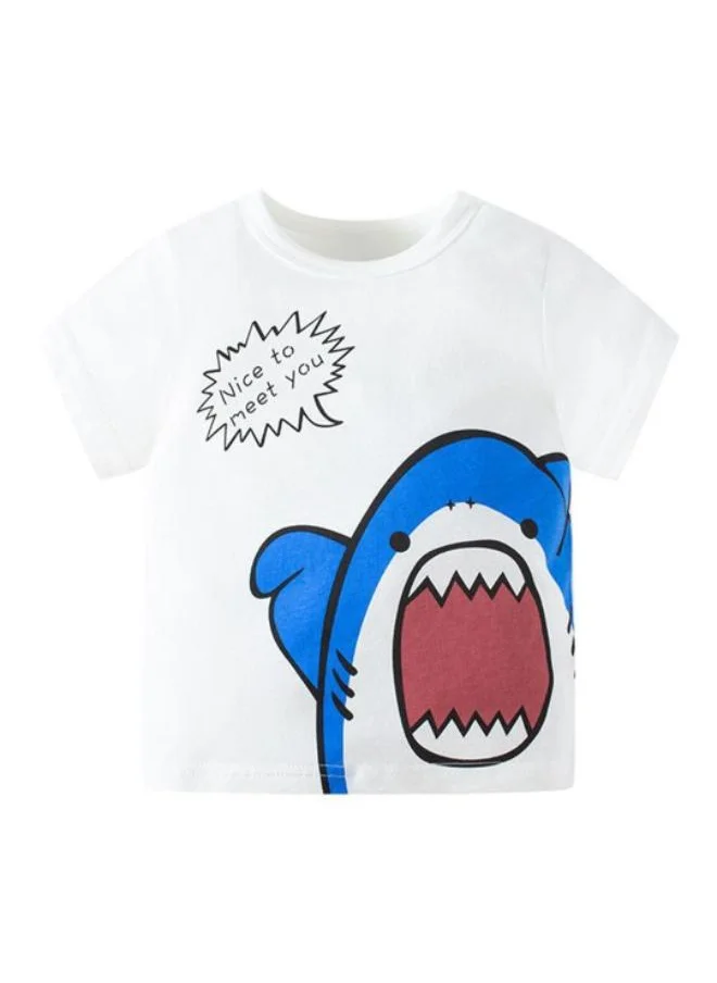 YUNIQEE White Printed Short Sleeve Crew Neck T-Shirt
