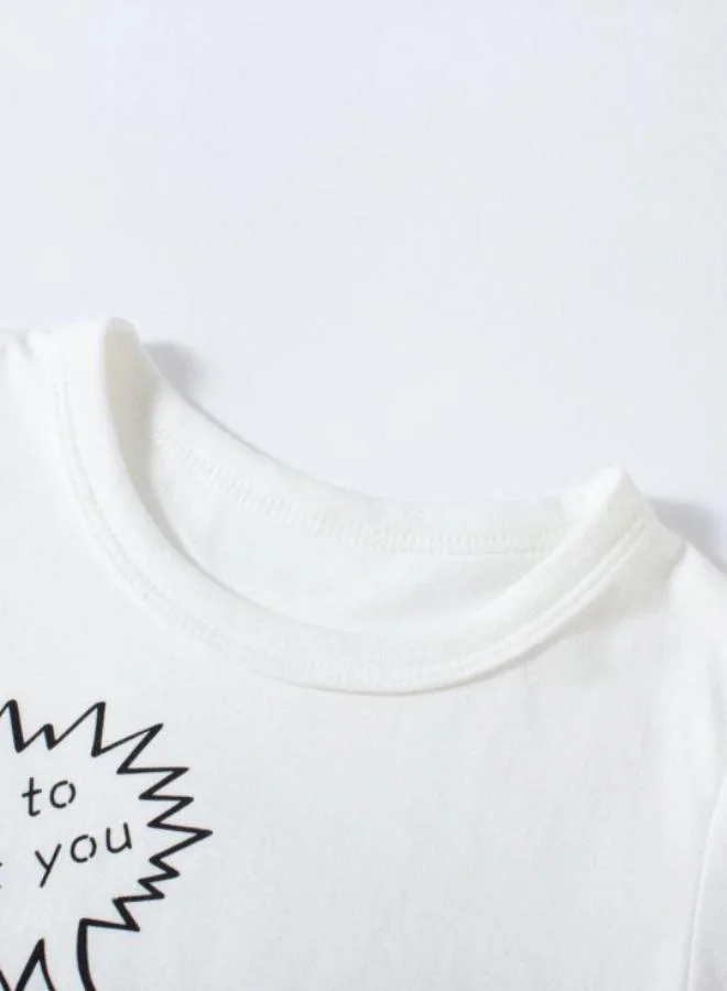 YUNIQEE White Printed Short Sleeve Crew Neck T-Shirt