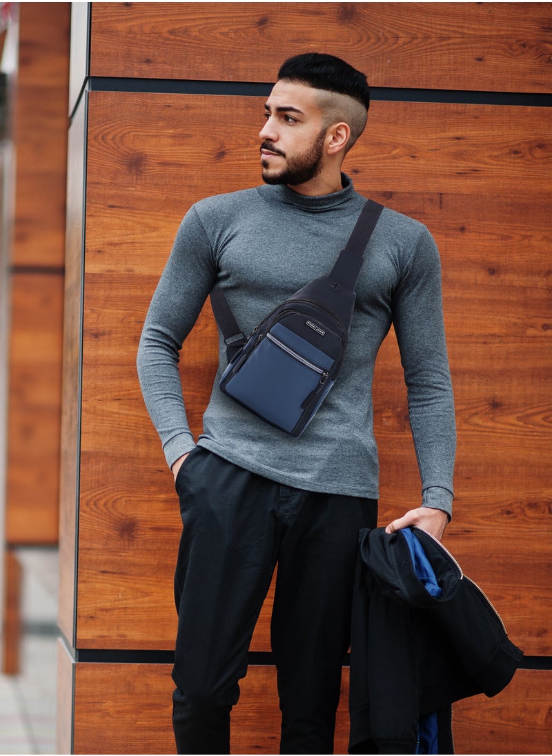 PARAJOHN Men's Chest Bag, Suitable for Outdoor Sports, Leisure and Travel, Canvas Fabric, with Earphone Hole  - Image 2