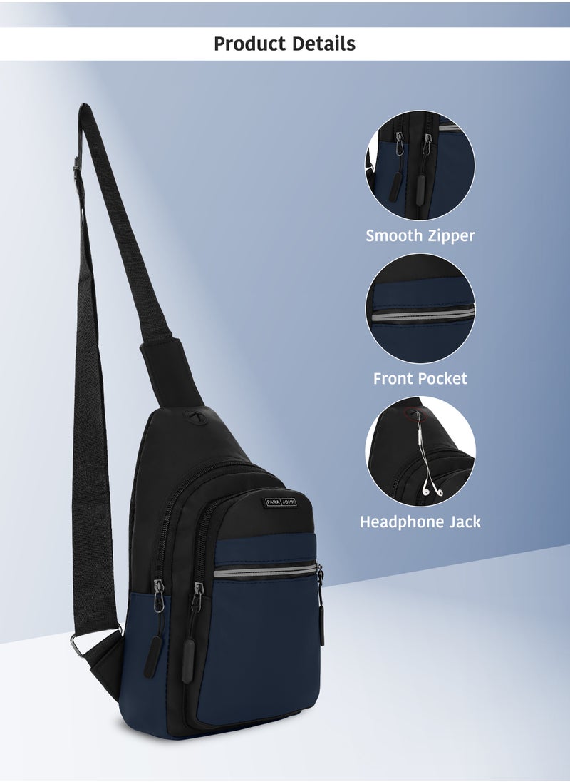 PARAJOHN Men's Chest Bag, Suitable for Outdoor Sports, Leisure and Travel, Canvas Fabric, with Earphone Hole  - Image 3