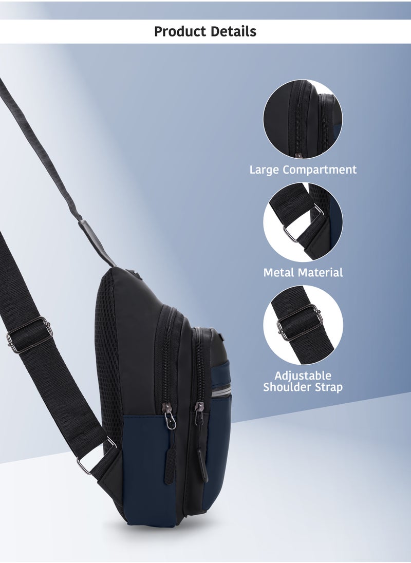 PARAJOHN Men's Chest Bag, Suitable for Outdoor Sports, Leisure and Travel, Canvas Fabric, with Earphone Hole  - Image 4
