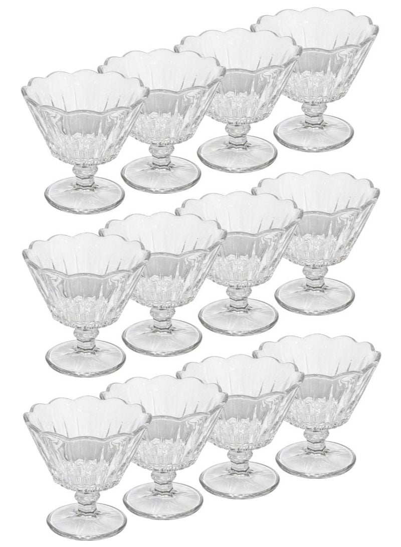 AL-GANNAS 12Pcs Crystal Glass Dessert Bowl Set with Base | Premium Cups for Sweets & Ice Cream - Image 1